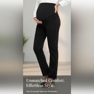 POSHGLAM Women's Maternity Boot Cut Casual Slim Pull-on Comfy Stretch Pants